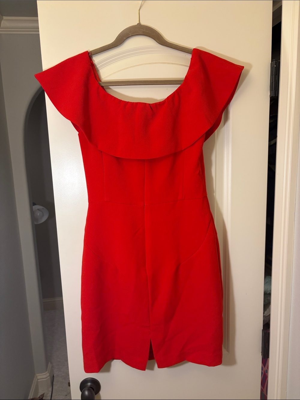Esley Red Off-Shoulder Ruffle Mini Dress - Picture 3 of 4